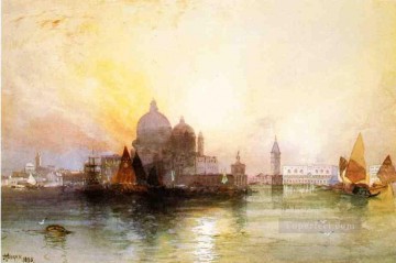  Moran Art Painting - A View of Venice seascape boat Thomas Moran